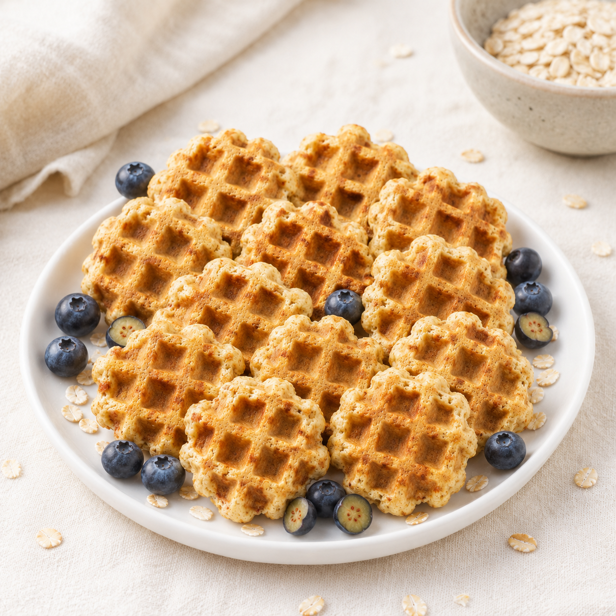 Waffles cucharitas de arándanos y avena🫐