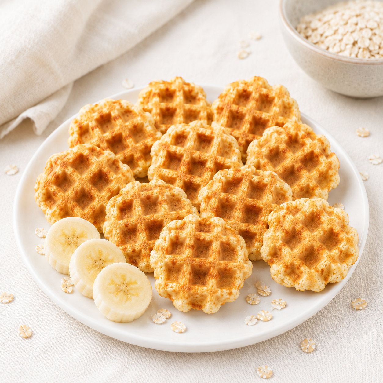 Waffles cucharitas de banano y avena🍌