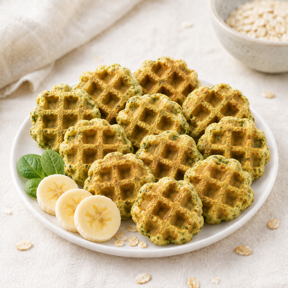 Waffles cucharitas de espinaca y banano🌿