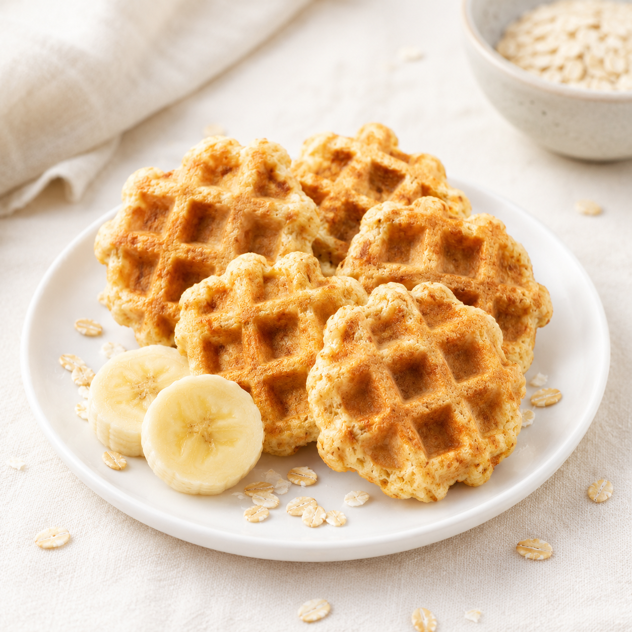 Waffles cucharitas de banano y avena🍌