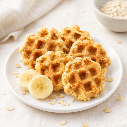 Waffles cucharitas de banano y avena🍌