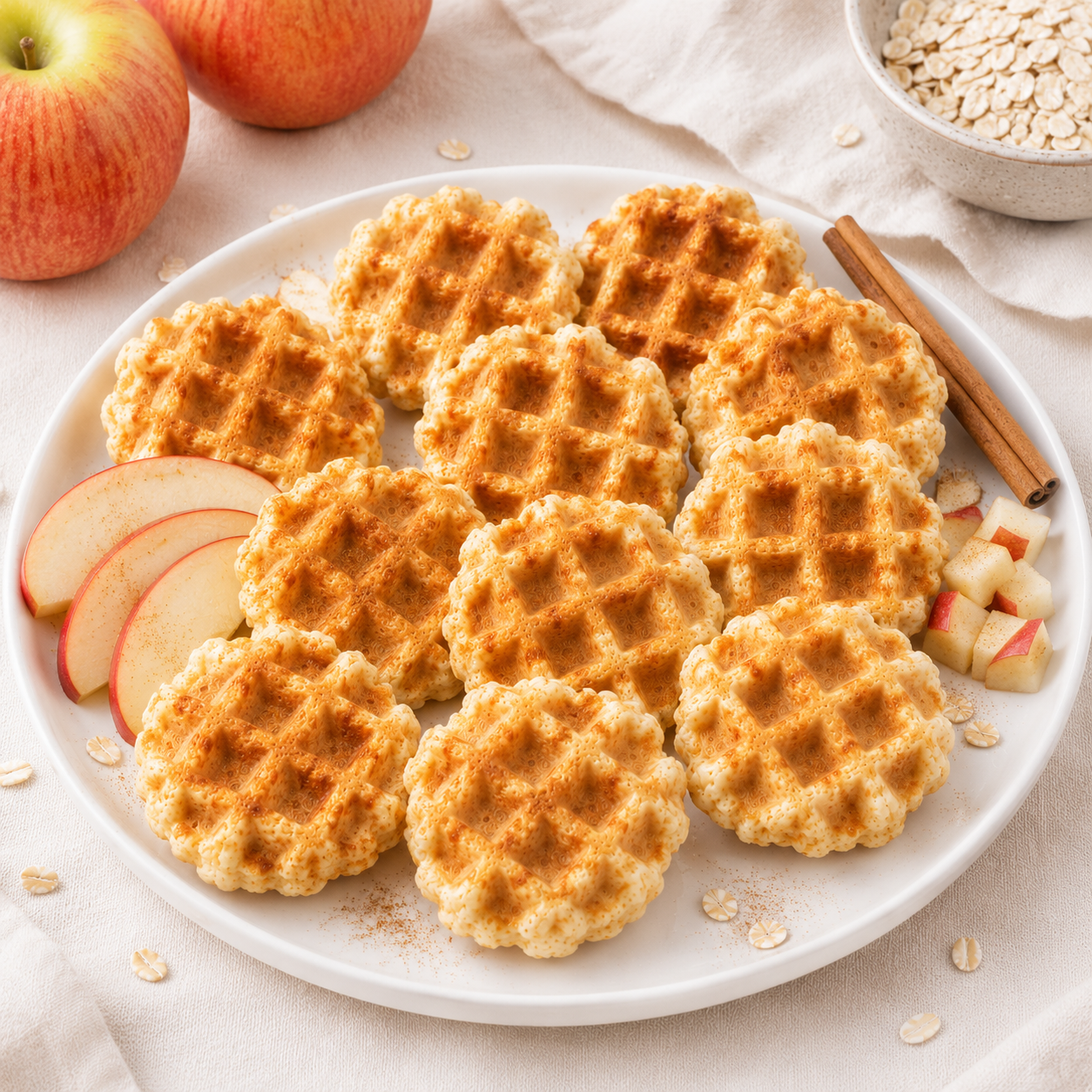 Waffles cucharitas de manzana y canela🍎